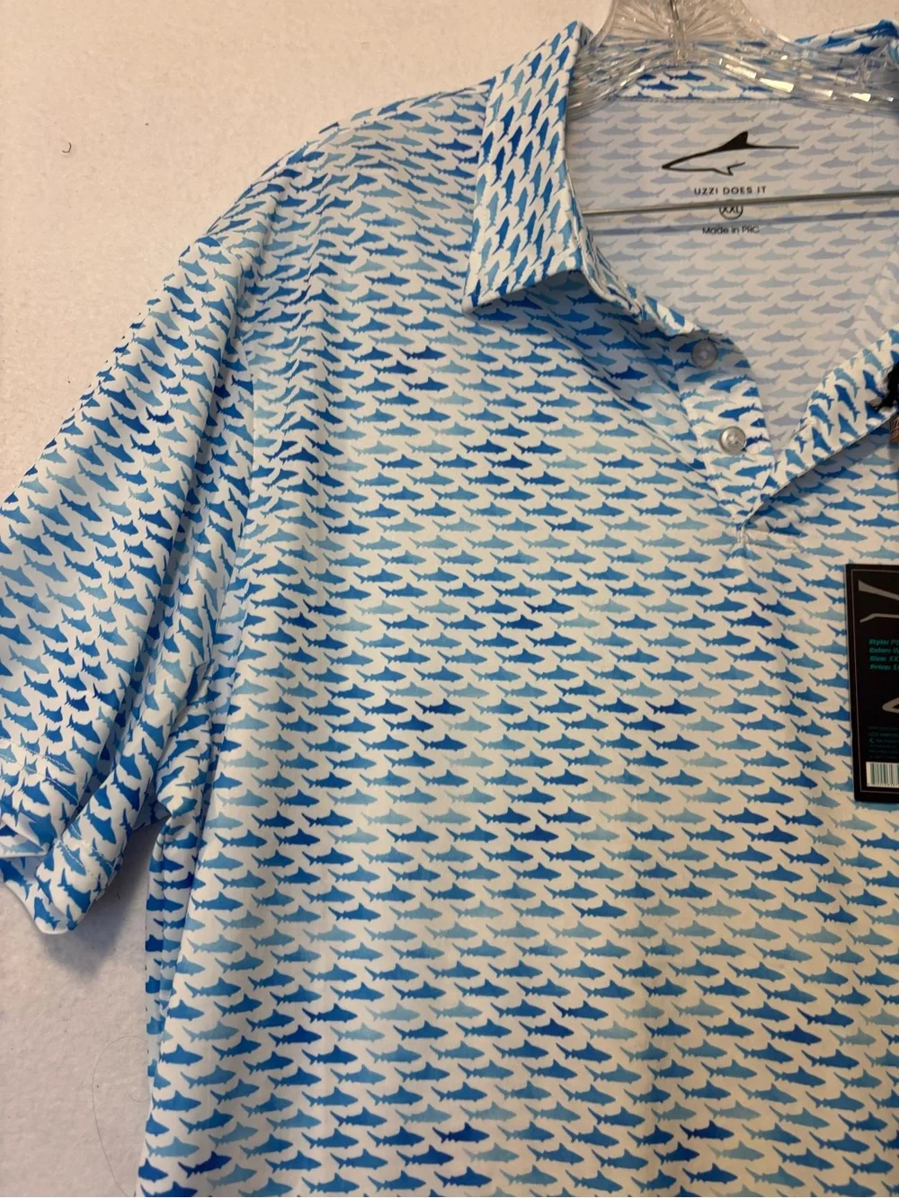 Light Blue Men’s Swim Rash Guard Polo - Performance Sun Shirt